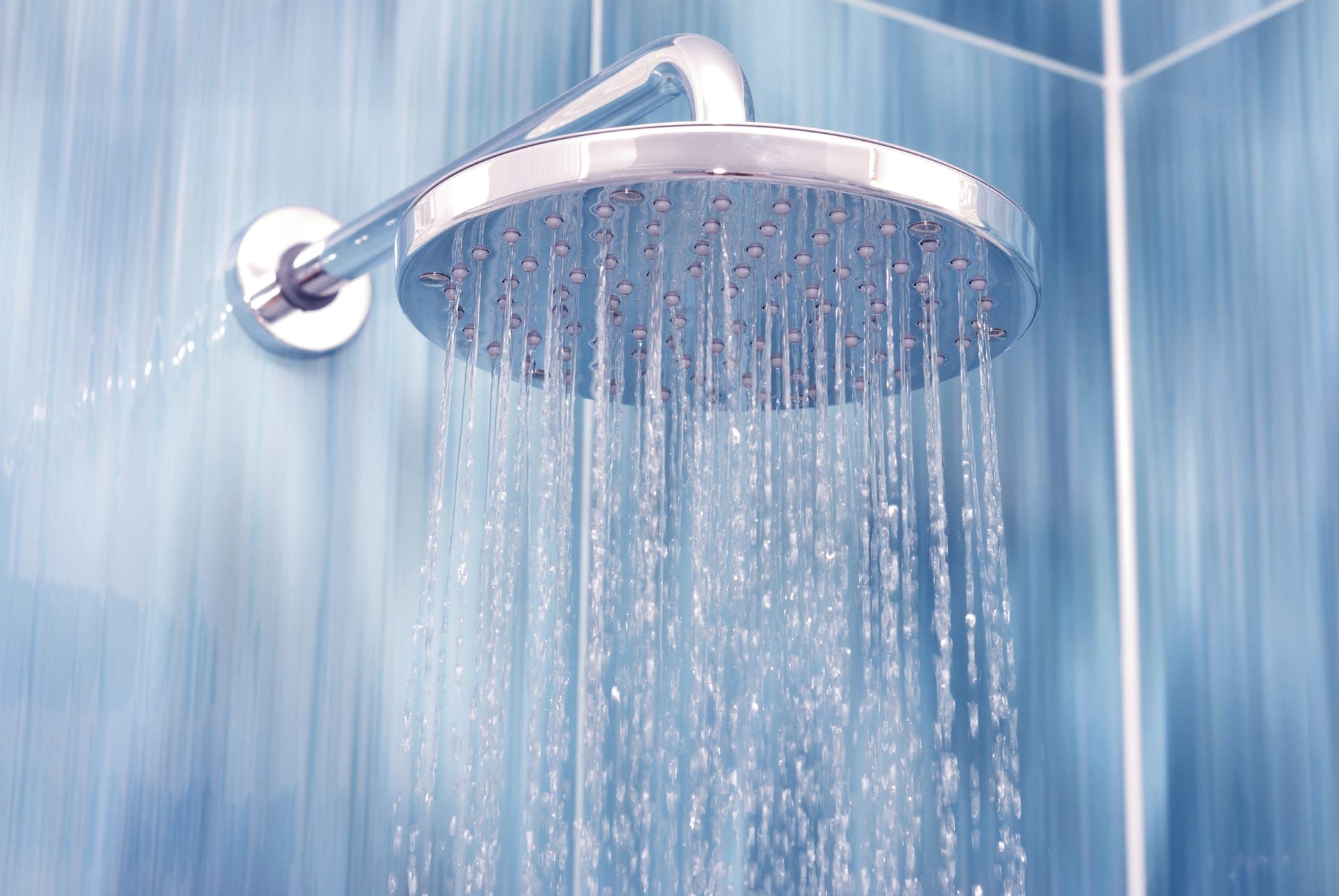 Chrome showerhead with running water