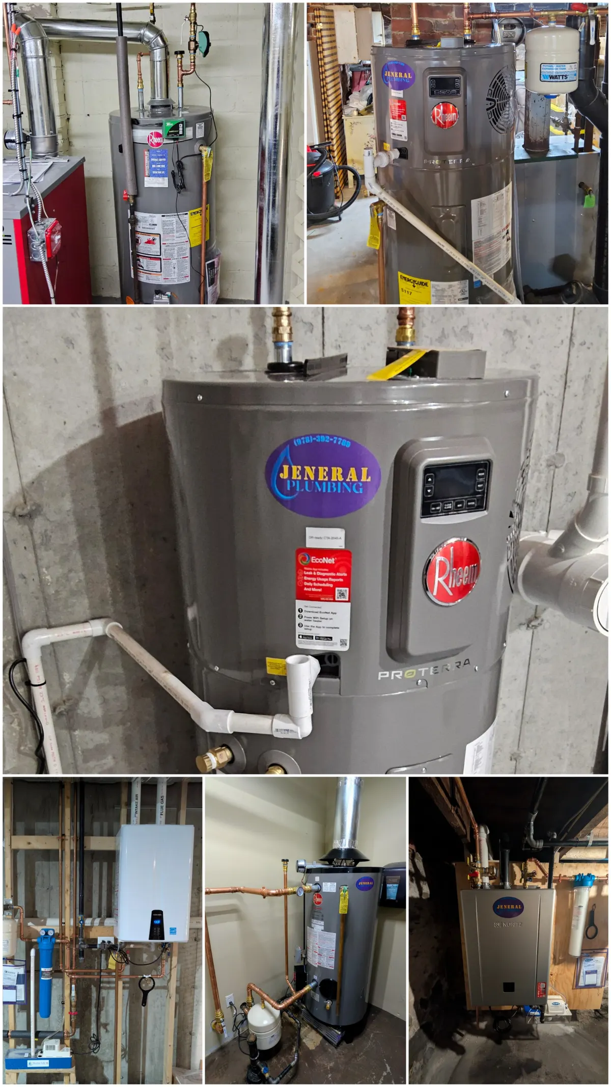 Here's some examples water the various water heaters: electric, hybrid, tankless
